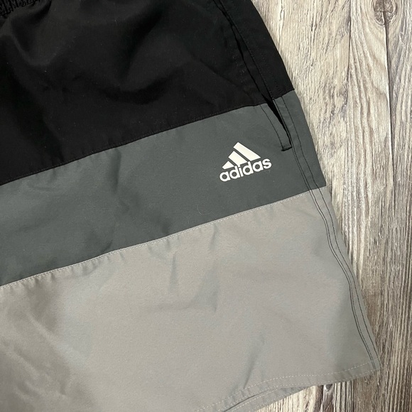 adidas Men’s Colorblock Lined Swim Shorts Black Grey - Picture 2 of 4